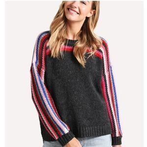 Xirena Titon Après Ski Sweater Alpaca Blend Oversized Stripe Sleeve Pullover XS